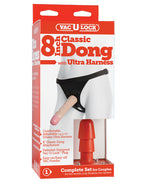 Ultra Harness 2 Set w/8&quot; Dong &amp; Powder - Flesh