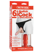 Ultra Harness 2 Set 2 w/7&quot; Realistic Dong &amp; Powder - Flesh