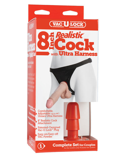 Ultra Harness 2 Set 3 w/8&quot; Realistic Dong &amp; Powder