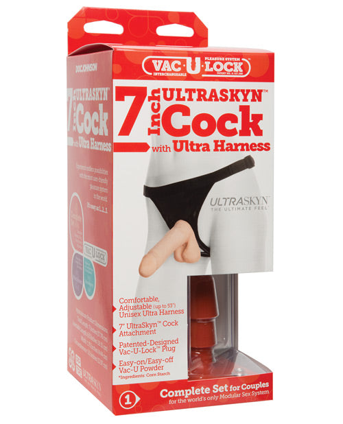 Ultra Harness 2 w/7&quot; Ultraskyn Cock - White