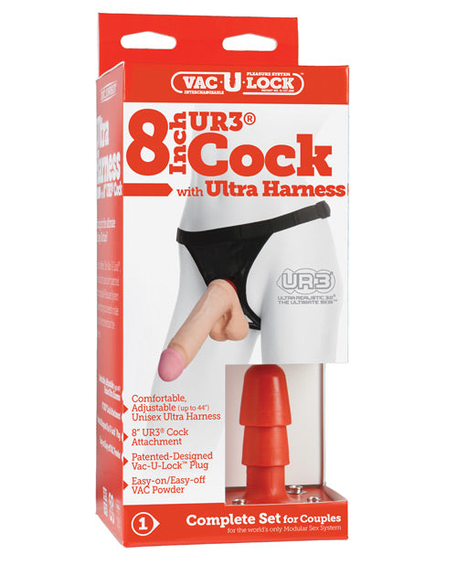Ultra Harness 2 w/8&quot; Ultraskyn Cock - White