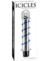 Icicles No. 20 Hand Blown Glass Vibrator Waterproof - Clear w/Blue Swirls