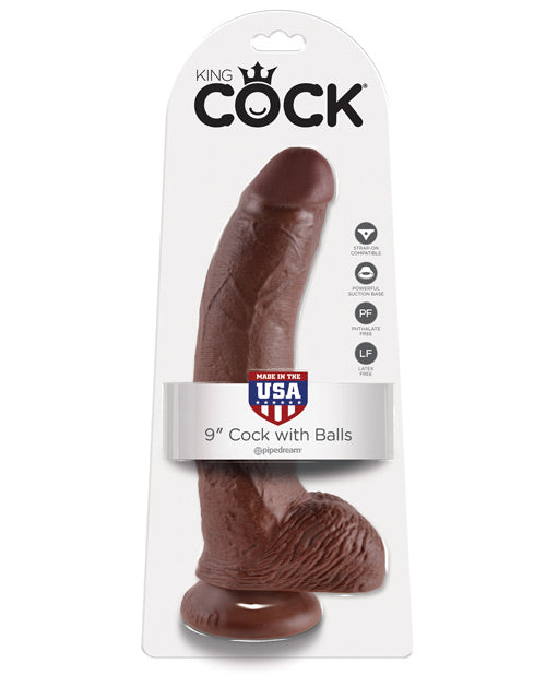 King Cock 9&quot; Cock w/Balls - Brown