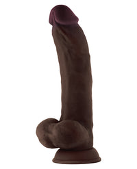 Shaft Model C Flexskin Liquid Silicone 9.5&quot; Curved Dong w/Balls - Mahogany