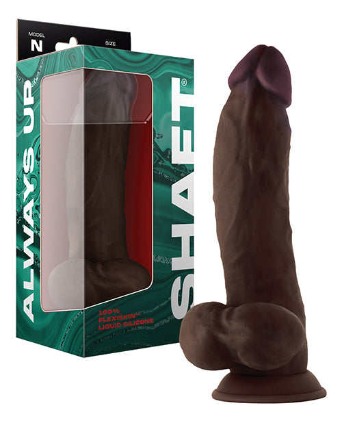 Shaft Model N Flexskin Liquid Silicone 9.5&quot; Side Curve Dong w/Balls - Mahogany