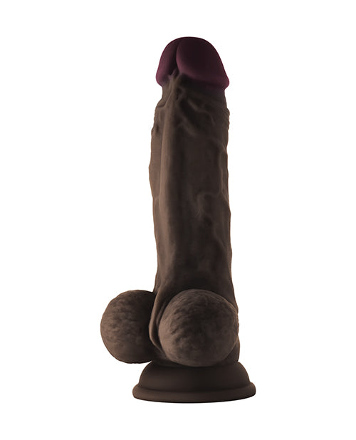 Shaft Model A Flexskin Liquid Silicone 7.5&quot; Dong w/Balls - Mahogany
