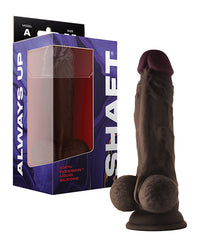 Shaft Model A Flexskin Liquid Silicone 7.5&quot; Dong w/Balls - Mahogany