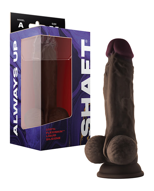 Shaft Model A Flexskin Liquid Silicone 7.5&quot; Dong w/Balls - Mahogany