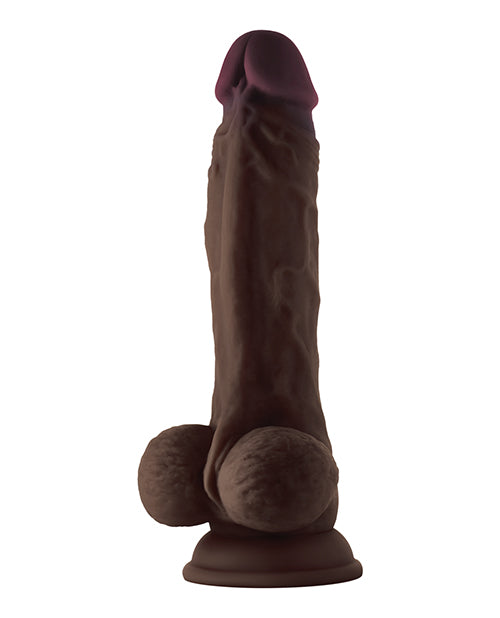 Shaft Model A Flexskin Liquid Silicone 8.5&quot; Dong w/Balls - Mahogany