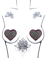 Neva Nude Burlesque Heart N&#039; Soul Crystal Heart Pasties - Pink/Clear O/S