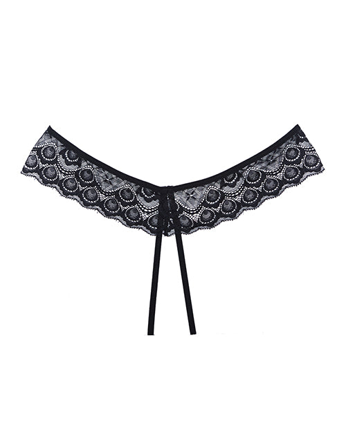 Adore Foreplay Lace Mesh Front Open Panty Black O/S