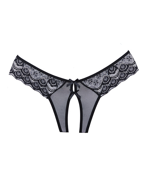 Adore Foreplay Lace Mesh Front Open Panty Black O/S