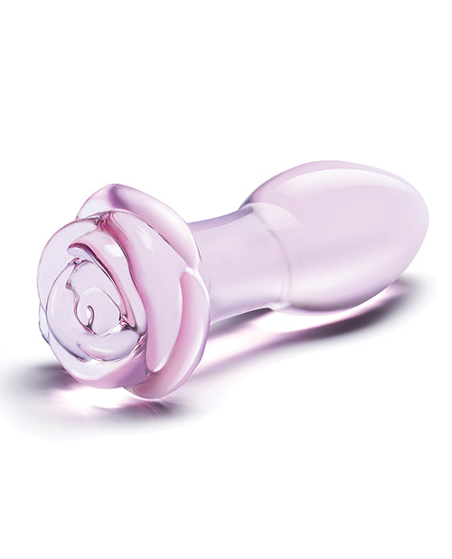 Glas 5&quot; Rosebud Glass Butt Plug - Pink