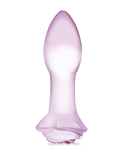 Glas 5&quot; Rosebud Glass Butt Plug - Pink