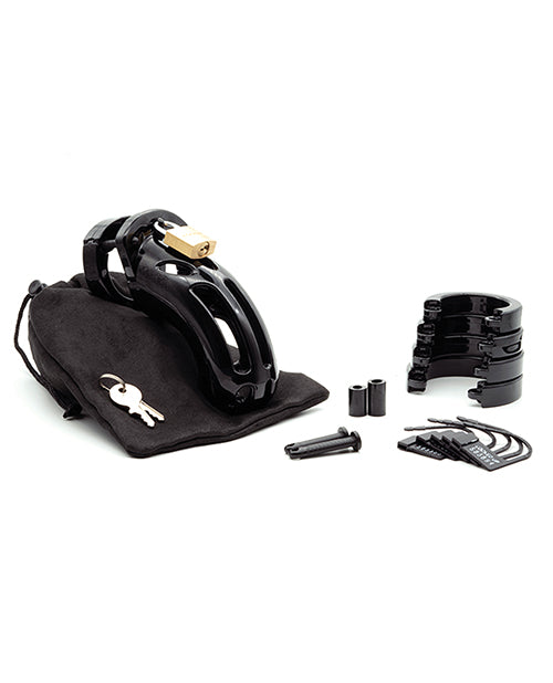 The Curve 3 3/4&quot; Curved Cock Cage &amp; Lock Set  - Black