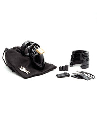CB-6000S 2 1/2&quot; Cock Cage &amp; Lock Set - Black