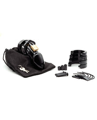 CB-6000 3 1/4&quot; Cock Cage &amp; Lock Set - Black