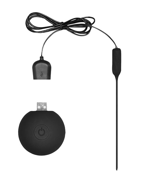 Shots Ouch Urethral Sounding Silicone Rechargeable Remote Controlled Vibrating Plug - Black