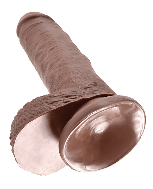 King Cock 7&quot; Cock w/Balls - Brown
