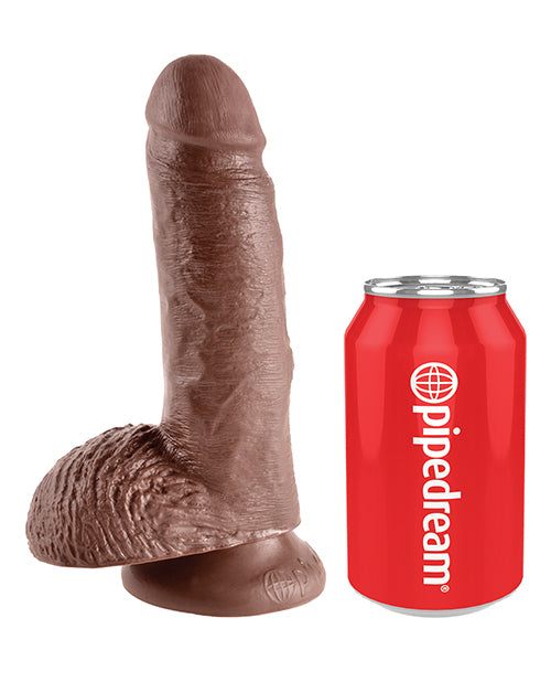 King Cock 7&quot; Cock w/Balls - Brown