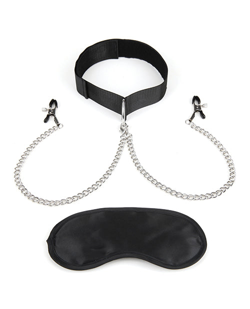 Lux fetish Collar &amp; Nipple Clamps w/Adjustable Pressure Clamps
