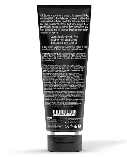 Wicked Sensual Care Jelle Water Based Anal Lubricant - 8 oz Fragrance Free