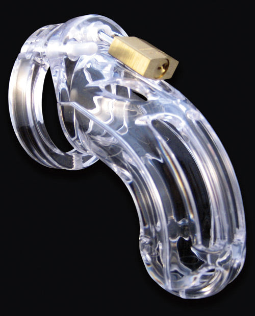 The Curve 3 3/4&quot; Curved Cock Cage &amp; Lock Set - Clear