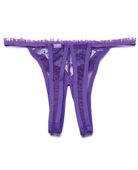 Scalloped Embroidery Crotchless Panty Purple O/S