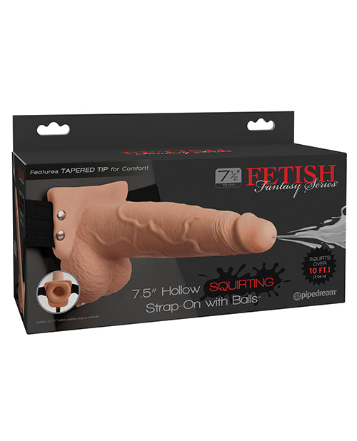Fetish Fantasy Series 7.5&quot; Hollow Squirting Strap On w/Balls - Flesh