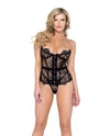 Fantasy Scalloped Eyelash Lace Bustier &amp; Thong Black XL