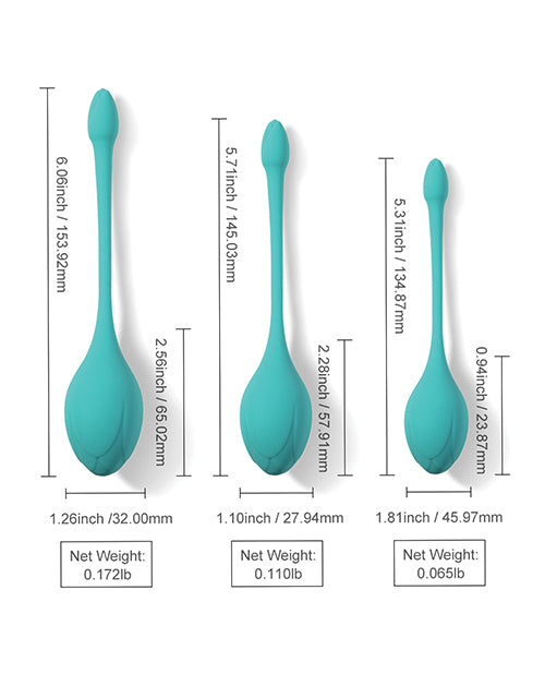 Bluebell Floral 3 Size Weight Kegel Ball Exercise Set - Blue