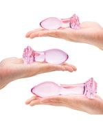 Glas 3 pc Rosebud Butt Plug Set - Pink