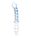 Glas 10&quot; Twister Dual Ended Dildo - Blue