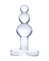 Glas 4&quot; Beaded Glass Butt Plug w/Tapered Base - Clear