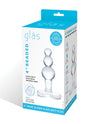Glas 4&quot; Beaded Glass Butt Plug w/Tapered Base - Clear