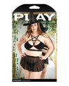 Play Spellbound Hat, Bralette, Skirt Panty Black 1X/2X
