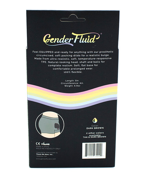 Gender Fluid 5&quot; Equipped Soft Packer - Dark Brown