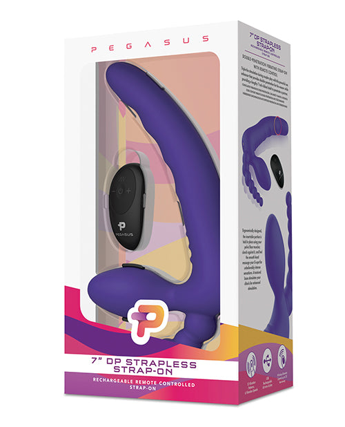 Pegasus 7&quot; Strapless Strap On w/Remote - Purple