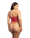 Holiday Santa&#039;s Entourage Boned Velvet Bustier w/Marabou Trim &amp; G-String Red/White 1X/2X