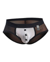Male Basics MOB Maitre D Brief, Bow &amp; French Cuffs Black/White XL