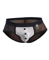 Male Basics MOB Maitre D Brief, Bow &amp; French Cuffs Black/White LG