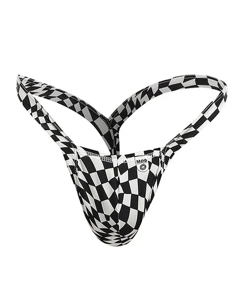 Male Basics Y Buns Thong Checkers XL