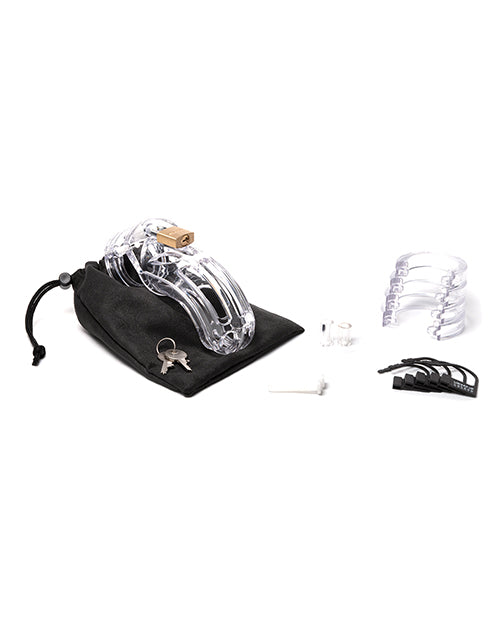 The Curve 3 3/4&quot; Curved Cock Cage &amp; Lock Set - Clear