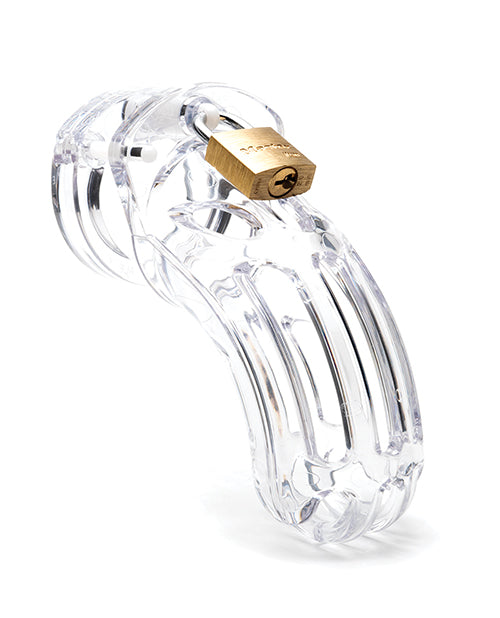 The Curve 3 3/4&quot; Curved Cock Cage &amp; Lock Set - Clear