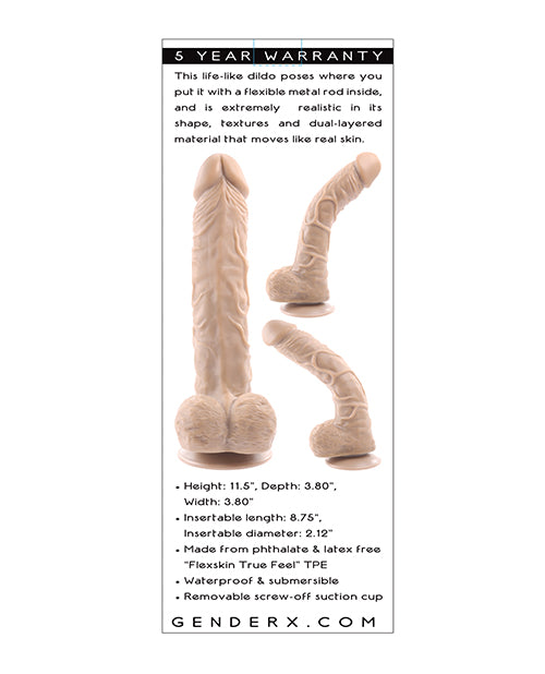 Gender X Flexskin Poseable True Feel 10 Dildo - Light