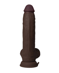 Shaft Flexskin Liquid Silicone 9.5 & Vibrating Curved Dong w/Balls - Mahogany