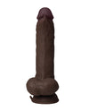Shaft Flexskin Liquid Silicone 9.5 & Vibrating Curved Dong w/Balls - Mahogany