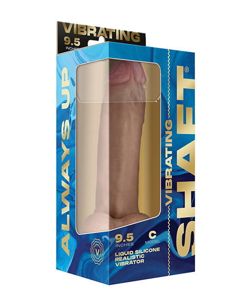 Shaft Flexskin Liquid Silicone 9.5 & Vibrating Curved Dong w/Balls - Pine