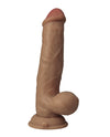 Shaft Flexskin Liquid Silicone 8.5 & Vibrating Side Curve Dong w/Balls - Oak