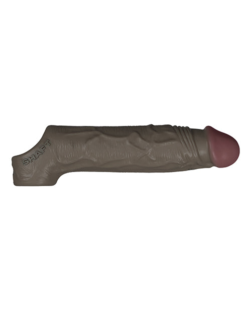 Shaft Flexskin Liquid Silicone 7.8&quot; Vibrating Sheath - Mahogany